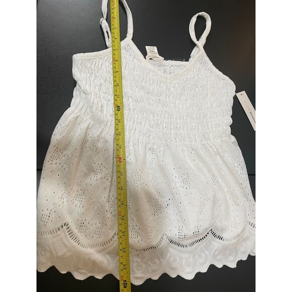 NEW Urban Romantics Women’s Spaghetti Strap OffWhite Blouse Lacey Semi Sheer L - Picture 7 of 11